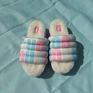 Cozy Pink and Blue Fuzzy Uggs Slippers